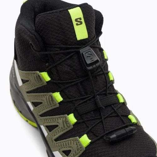Salomon Xa Pro V8 Mid CSWP vaikiški trekingo batai juodi/deep lichen green/y