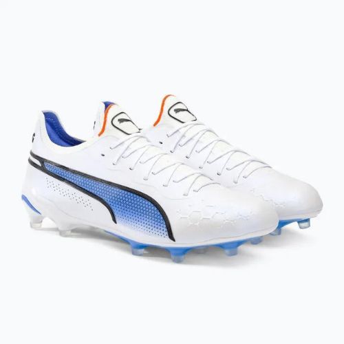 Vyriški futbolo bateliai PUMA King Ultimate FG/AG puma white/puma black/blue glimmer/ultra orange
