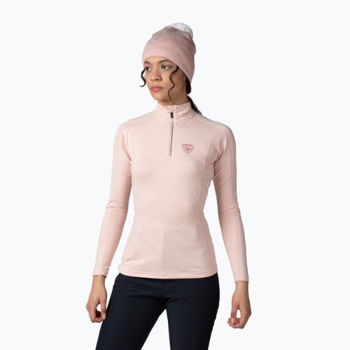 Moteriški termoaktyvūs marškinėliai Rossignol Classique 1/2 Zip powder pink