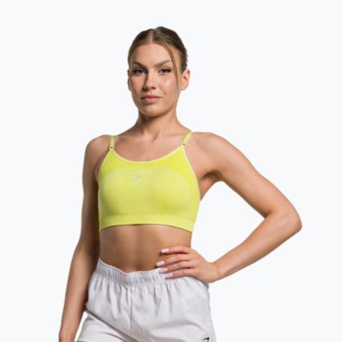 Gymshark Flex Strappy Sportinė glitch geltona marl fitneso liemenėlė