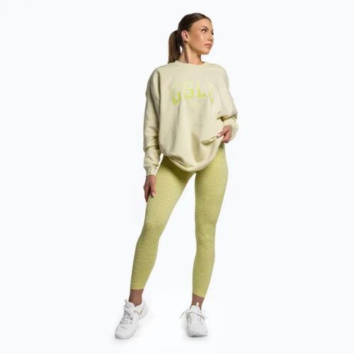 Moteriški treniruočių marškinėliai Gymshark Gfx Gslc Oversized yellow/white