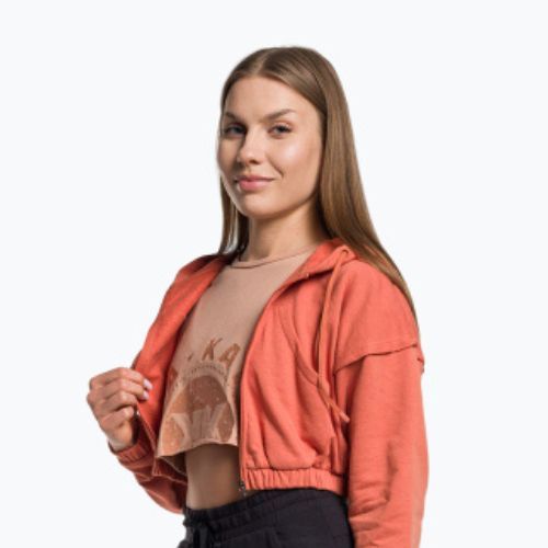 Moteriški treniruočių marškinėliai Gymshark KK Twins Zip Up Crop orange