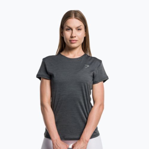 Moteriški marškinėliai Gymshark Running Top SS tamsiai pilkos spalvos treniruočių marškinėliai