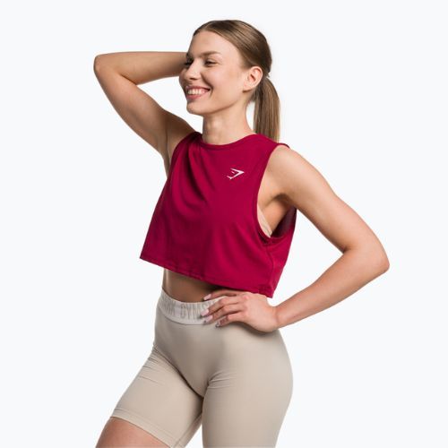 Moterų Gymshark Training Crop Tank bordo/raudona viršutinė dalis