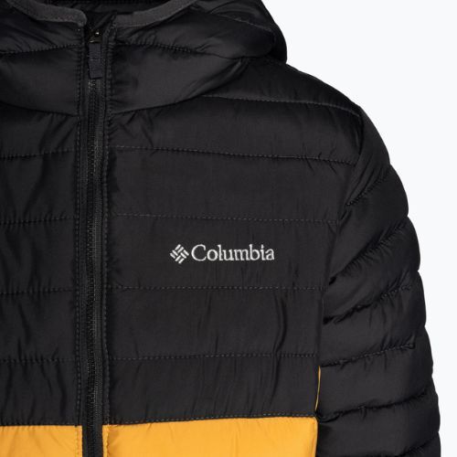 Columbia Powder Lite vaikiška pūkinė striukė su gobtuvu raw honey/shark