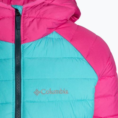 Columbia Powder Lite pūkinė striukė su gobtuvu vaikams geyser/pink ice