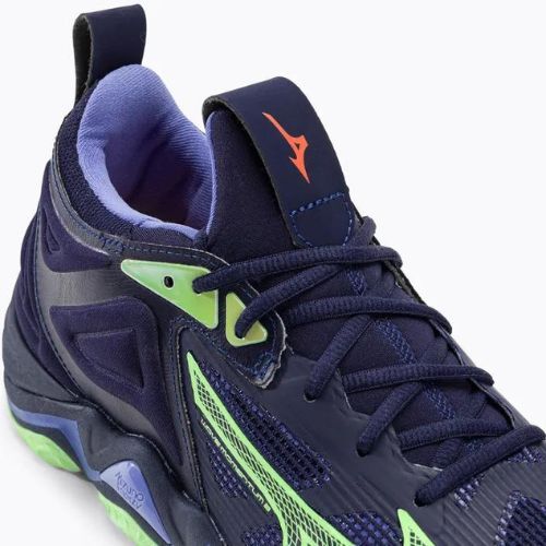 Vyriški tinklinio bateliai Mizuno Wave Momentum 3 evening blue / tech green / lolite