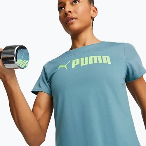 Moteriški treniruočių marškinėliai PUMA Fit Logo Ultrabreathe bold blue/speed green