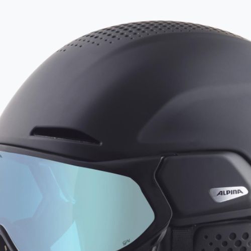 Slidinėjimo šalmas Alpina Oro QV Mips black matt/ice blue