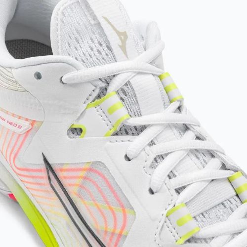 Vyriški badmintono batai Mizuno Wave Claw Neo 2 white/lunar rock/high vis pink