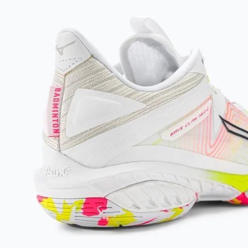 Vyriški badmintono batai Mizuno Wave Claw Neo 2 white/lunar rock/high vis pink