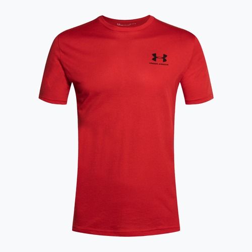 Under Armour Sportstyle kairės pusės krūtinės SS vyriški treniruočių marškinėliai raudona/juoda