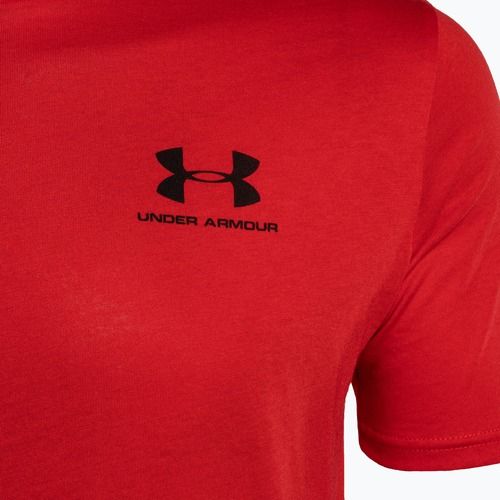 Under Armour Sportstyle kairės pusės krūtinės SS vyriški treniruočių marškinėliai raudona/juoda