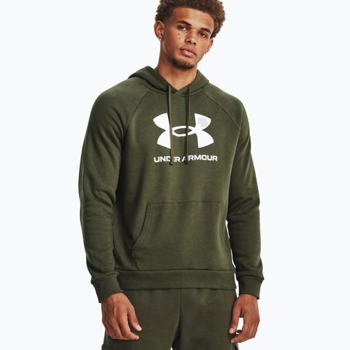 Under Armour vyriškas gobtuvas Rival Fleece Logo HD marine iš žalios/baltos spalvos