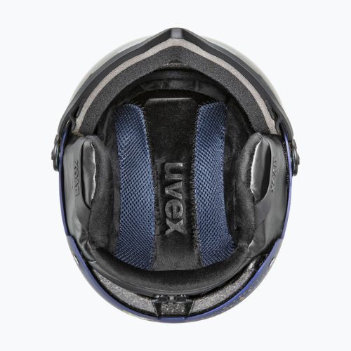 Moteriškas slidinėjimo šalmas UVEX Wanted Visor WE fleece sparkles/gold matt/mirror gold smoke