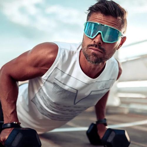 Bliz Fusion Nano Optics Nordic Light S2 dviratininkų akiniai matiniai turkio/begonijos/violetinės mėlynos spalvos multi