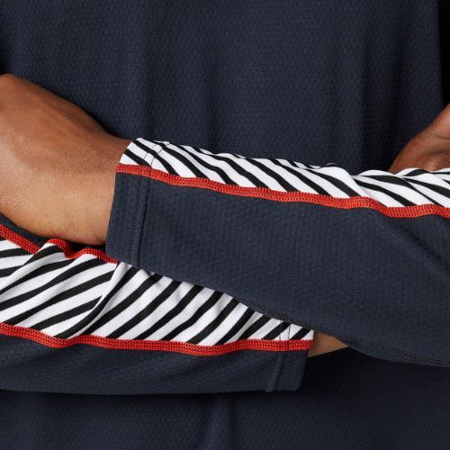 Vyriški "Helly Hansen Lifa Active Stripe Crew" terminiai megztiniai tamsiai mėlynos spalvos
