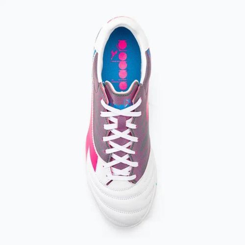 Vyriški futbolo bateliai Diadora Brasil Elite Veloce GR TFR white/pink fluo/blue fluo