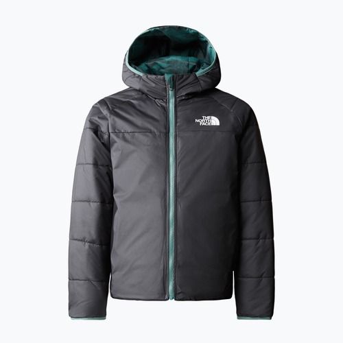 The North Face dvipusė Perrito tamsiai šalavijų lietaus kamufliažo spauda/juoda vaikiška žieminė striukė