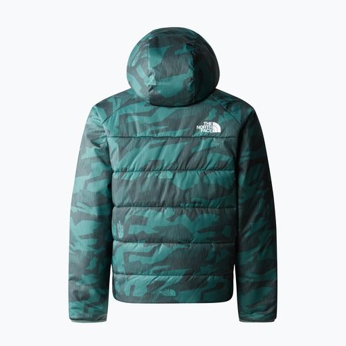 The North Face dvipusė Perrito tamsiai šalavijų lietaus kamufliažo spauda/juoda vaikiška žieminė striukė