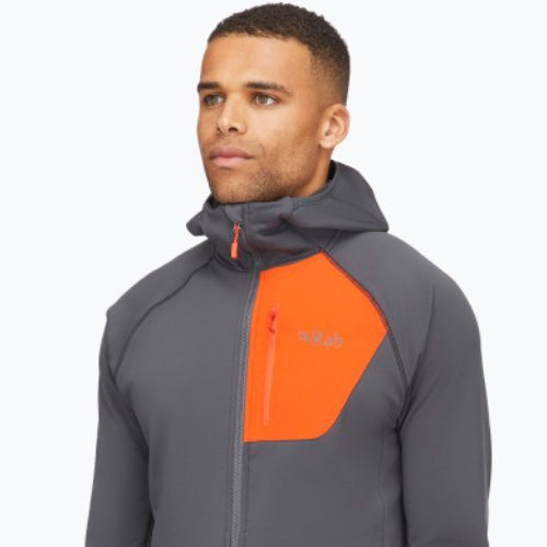 Vyriškas Rab Superflux Hoody džemperis su gobtuvu graphene/firecracker
