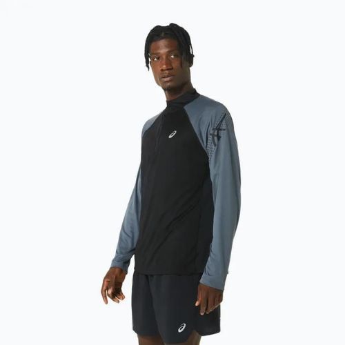 Vyriški bėgimo marškinėliai ilgomis rankovėmis ASICS Icon 1/2 Zip performance black/carrier grey
