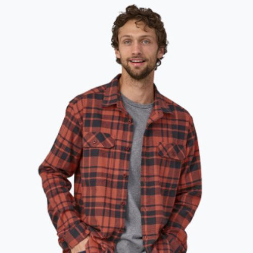 Vyriški marškiniai Patagonia Organic Cotton MW Fjord Flannel ice caps/burl red