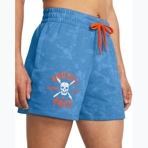 Moteriški treniruočių šortai Under Armour Project Rock Underground Terry viral blue/phoenix/white