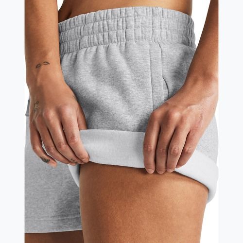 Moteriški treniruočių šortai Under Armour Rival Fleece mod gray light heather/white