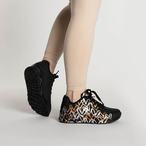 Moteriški batai SKECHERS Uno Metallic Love black/metallic
