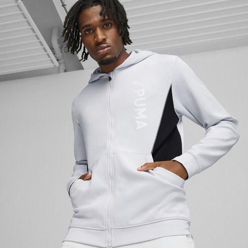 Vyriškas treniruočių džemperis PUMA Fit Double Knit FZ Hoodie silver mist