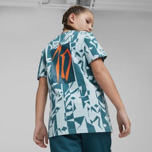 Vaikiški futbolo marškinėliai PUMA Neymar Jr Creativity Logo Tee ocean tropic/turquoise surf