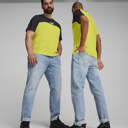 Vyriški marškinėliai PUMA ESS+ Block Tee puma black/lime sheen