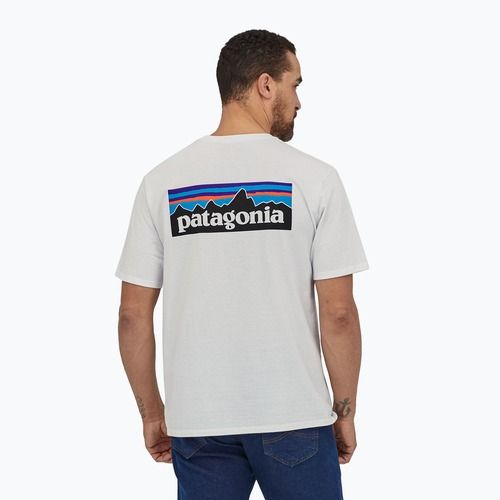 Vyriški žygio marškinėliai Patagonia P-6 Logo Responsibili-Tee white