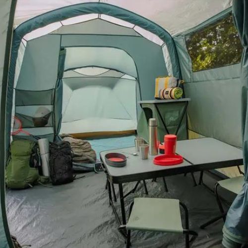 Pripučiamas 8 asmenų stovyklavimo palapinė KADVA AIRcamp 8.44 žalia