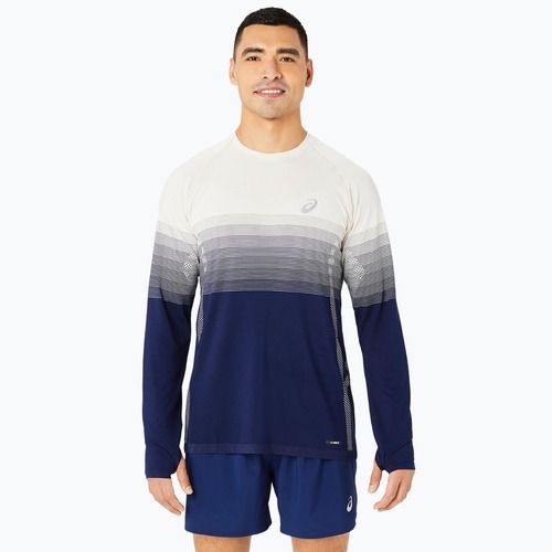 Vyriški bėgimo marškinėliai ilgomis rankovėmis ASICS Seamless birch/blue expanse