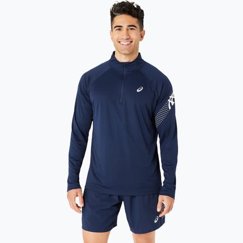 Vyriški bėgimo marškinėliai ilgomis rankovėmis ASICS Icon 1/2 Zip performance blue expanse