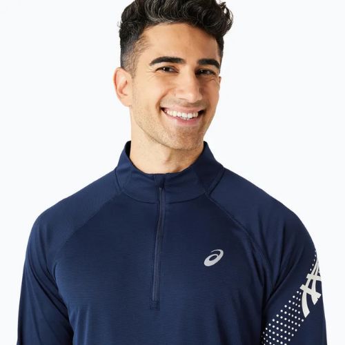 Vyriški bėgimo marškinėliai ilgomis rankovėmis ASICS Icon 1/2 Zip performance blue expanse