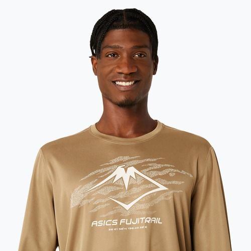 Vyriški bėgimo marškinėliai ilgomis rankovėmis ASICS Fujitrail Logo pepper/feather grey/oatmeal