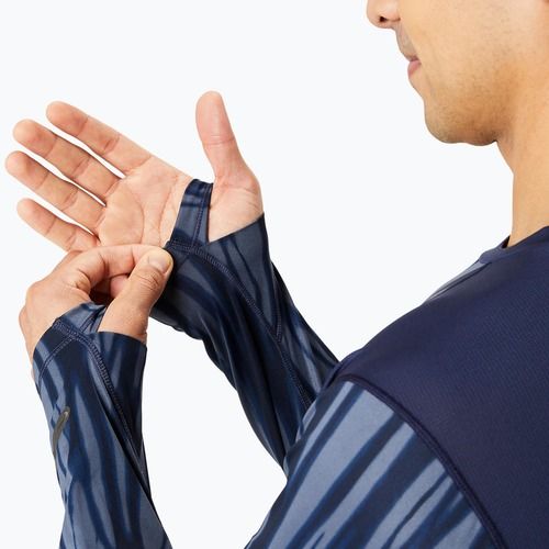 Vyriški bėgimo marškinėliai ilgomis rankovėmis ASICS Road All Over Print blue expanse/midnight