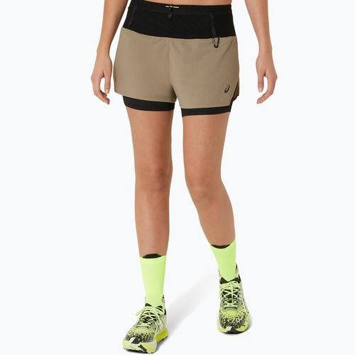 Moteriški bėgimo šortai ASICS Fujitrail 2-N-1 pepper / performance black