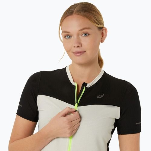 Moteriški bėgimo marškinėliai ASICS Fuijtrail Top oatmeal/performance black