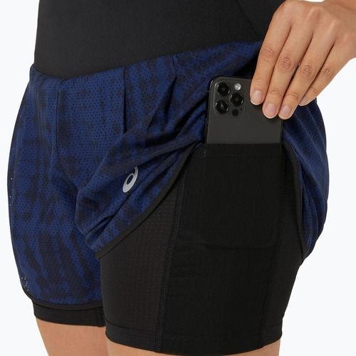 Moteriški bėgimo šortai ASICS Road All Over Print 2N1 3.5IN midnight