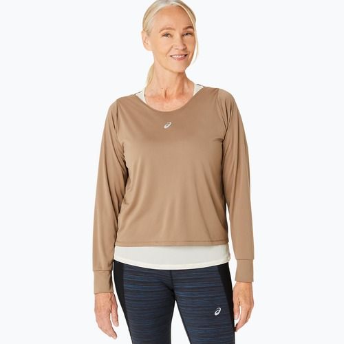 Marškinėliai ilgmis rankovėmis + Moteriškas bėgimo tank topas ASICS Nagino Run pepper/oatmeal