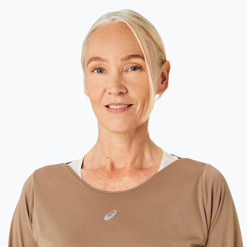 Marškinėliai ilgmis rankovėmis + Moteriškas bėgimo tank topas ASICS Nagino Run pepper/oatmeal