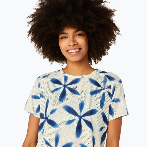 Moteriški bėgimo marškinėliai ASICS Metarun Shibori Top brich/blue expanse