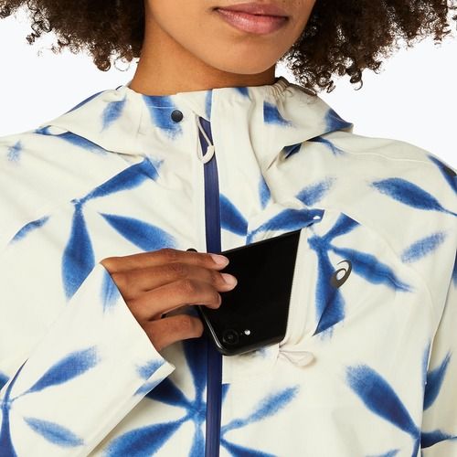 Moteriška bėgimo striukė ASICS Metarun Shibori Waterproof birch / blue expanse