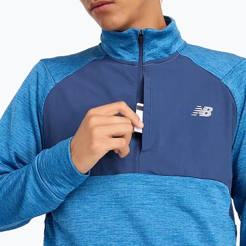 Vyriški bėgimo marškinėliai ilgomis rankovėmis New Balance Athletics Heat Grid 1/2 Zip heron blue