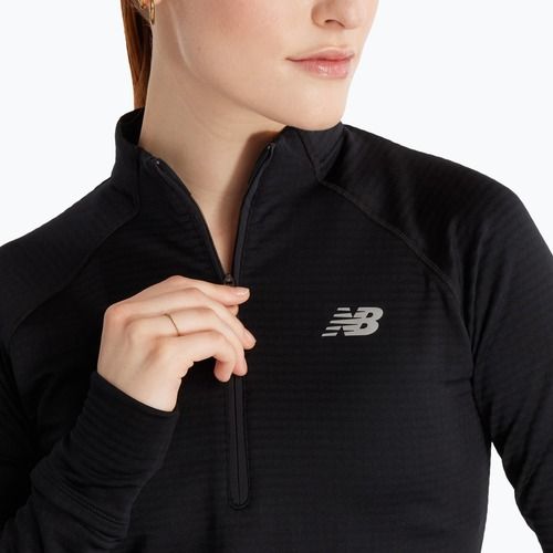 Moteriški bėgimo marškinėliai ilgomis rankovėmis New Balance Athletics Heat Grid 1/2 Zip black