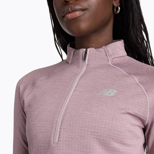 Moteriški bėgimo marškinėliai ilgomis rankovėmis New Balance Athletics Heat Grid 1/2 Zip ice wine heather